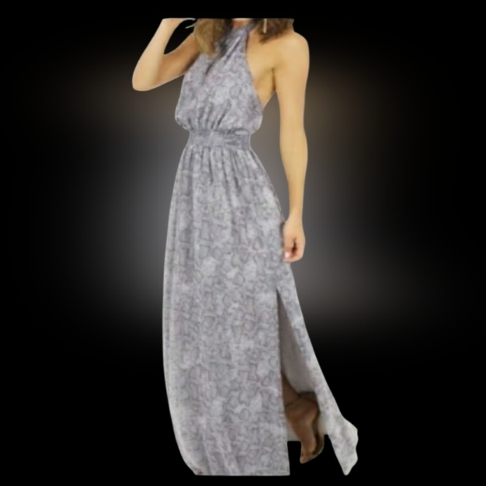 TJD,Jetset Diaries, 8, halter high split gown/maxi dress lined Special Occasion